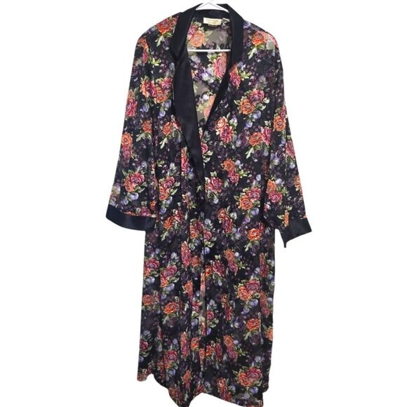 Victoria's Secret Vintage Gold Label Long Sheer Floral Open Front Robe, M - Picture 1 of 11